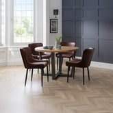 Brooklyn 1.2M Solid Oak Gunmetal Base Round Dining Table - Pendle Village Furniture